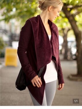 lululemon athletica Women's Draped Open Front Jacket in Deep Burgundy